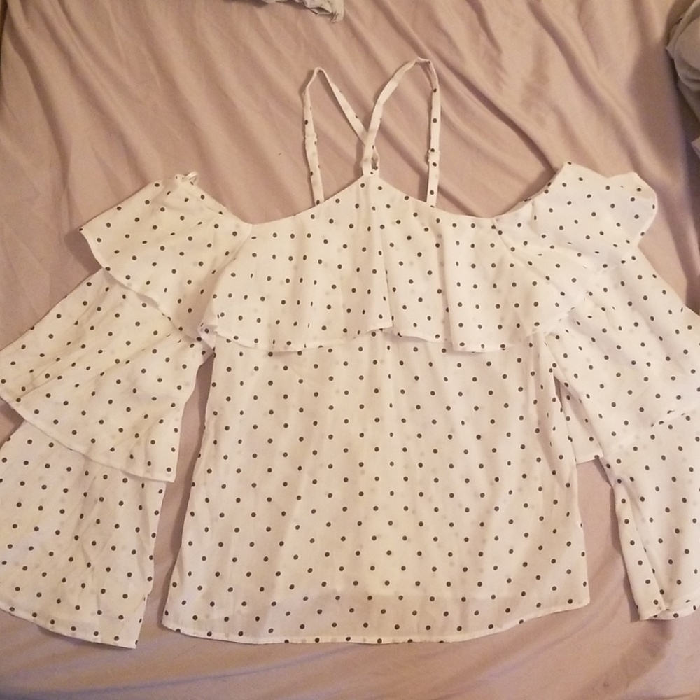 XS White Polka Dot Express Top